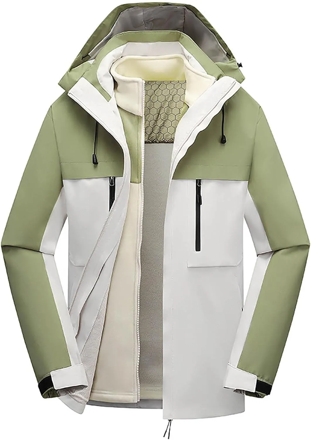 Mens Rain Jackets Lightweight Waterproof Windproof Thickened Jacket Winter 3 In 1 Hoodie Jacket Men with Hood