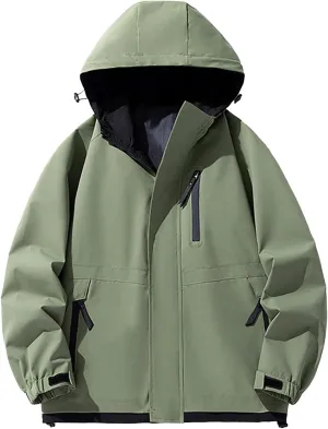 Mens Rain Jackets,Winter Soft Shell Warm Winter Waterproof Jacket Warm and Thickened Windbreaker with Hood