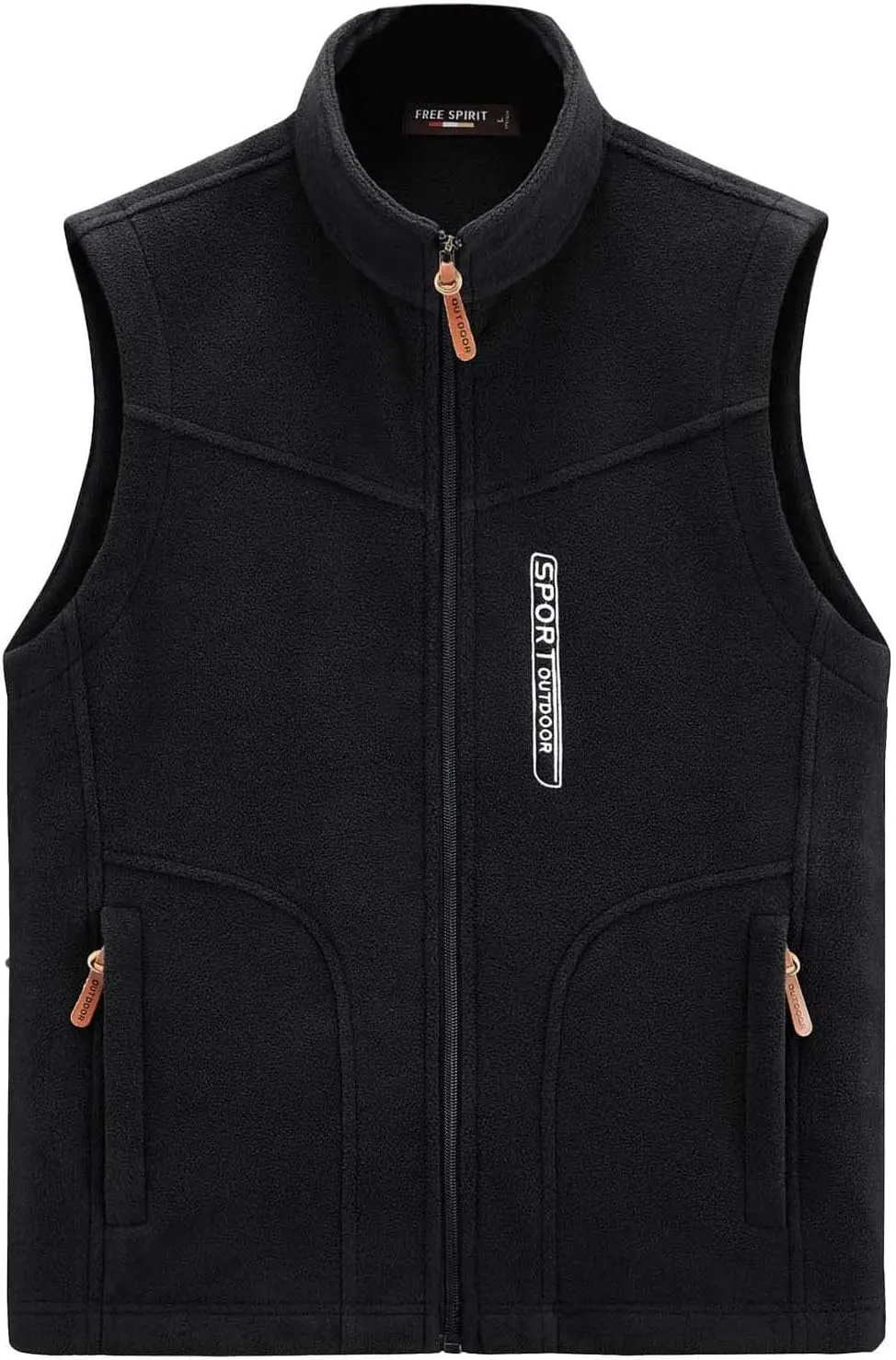 Mens Sherpa Fleece Lined Vest Stand Collar Warm Winter Zipper Vest Jackets Outerwear Windproof Outdoor Sleeveless Vest
