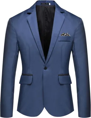 Mens Slim Fit Peak Lapel Blazer Suit Jacket, Lightweight Sports Coat and Dress Jacket, Single Button for Casual Daily Wear