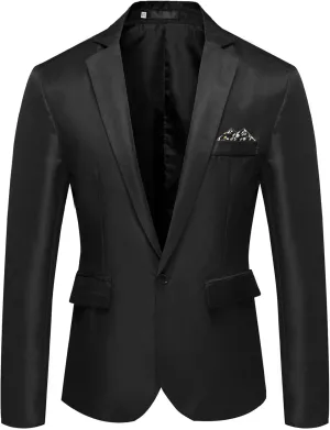 Mens Slim Fit Peak Lapel Blazer Suit Jacket, Lightweight Sports Coat and Dress Jacket, Single Button for Casual Daily Wear