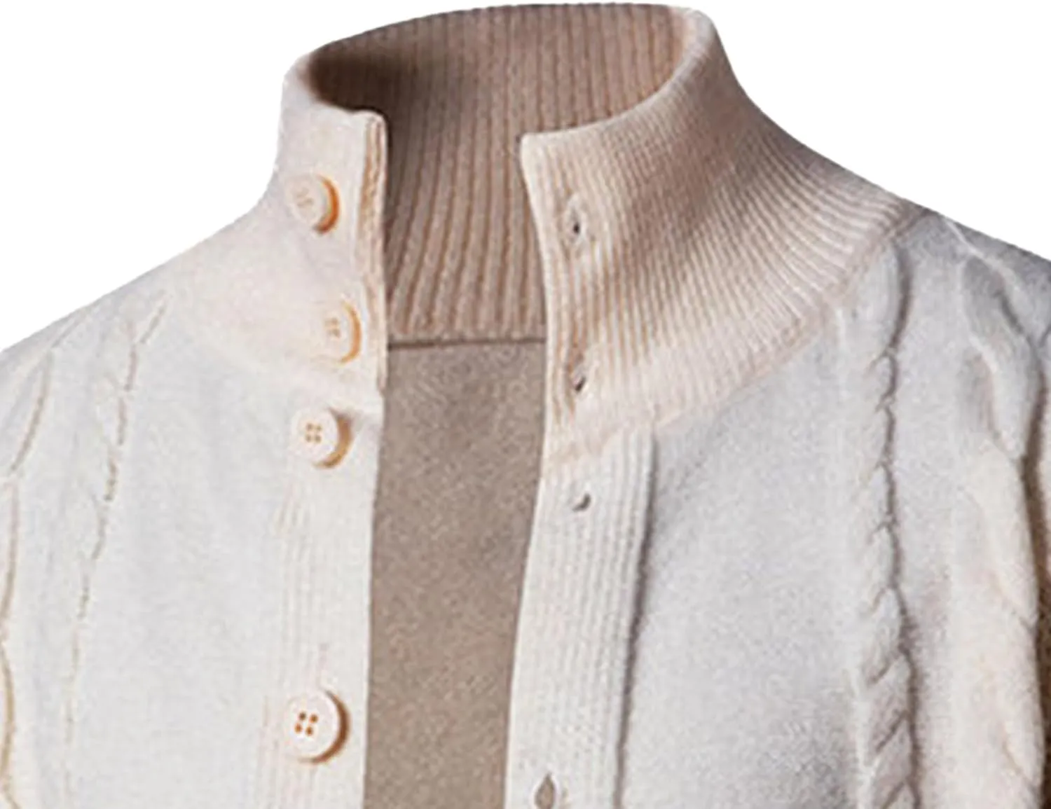 Mens Stand Collar Button Down Cardigan Open Front Ribbed Big Tall Sweaters Cable Knit Silm Fit Cardigans Sweater