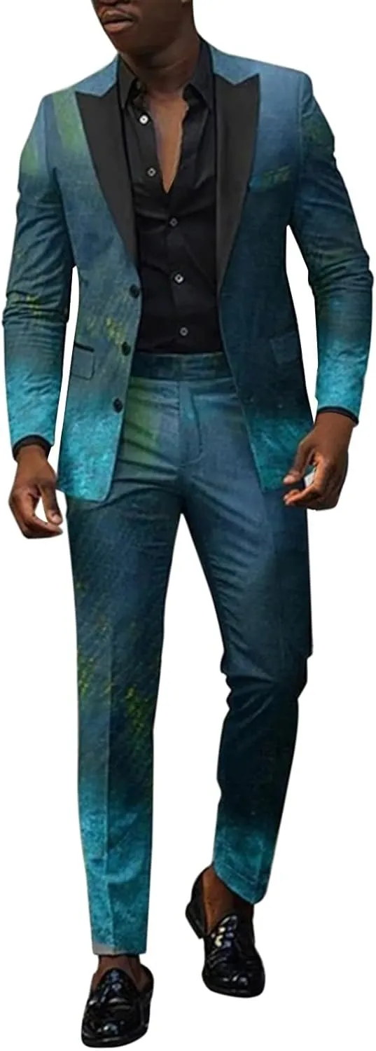 Mens Stylish Suit Sets Slim Fit 3 Button Blazer Jacket and Pants Wedding Prom Tuxedo Set Casual Business Suit Sets