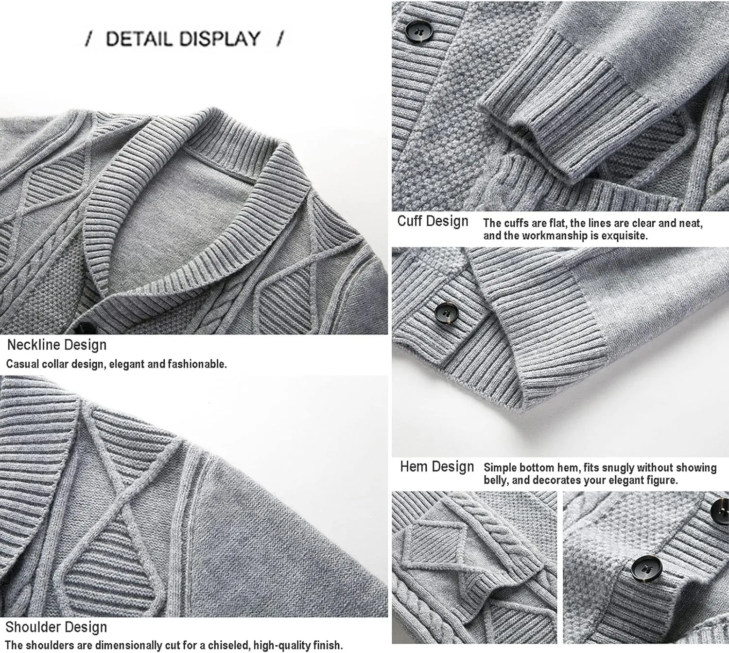 Men's Sweater Fall/Winter Shawl Collar Knit Cardigans Button Down Open Front Knitwear Jackets with Pockets