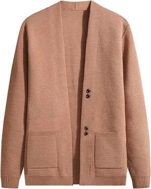 Mens Sweater Men's Wool Blended Cardigan Sweaters V Neck Button Down Cardigans with Pockets