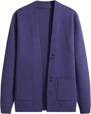Mens Sweater Men's Wool Blended Cardigan Sweaters V Neck Button Down Cardigans with Pockets