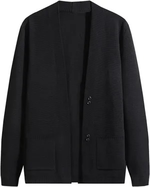 Mens Sweater Men's Wool Blended Cardigan Sweaters V Neck Button Down Cardigans with Pockets