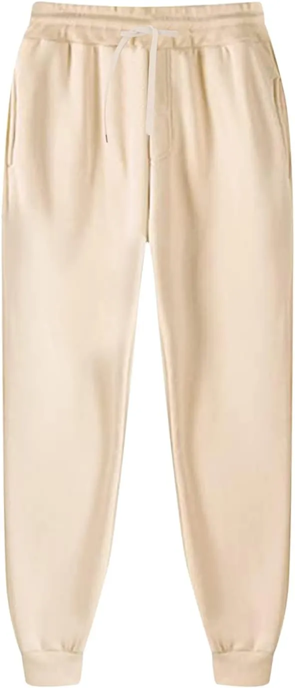 Men's Sweatpants Drawstring Pocket Warm Up Tapered Elastic Cuff Athletic Solid Running Pant Workout Comfortable Loose Pants