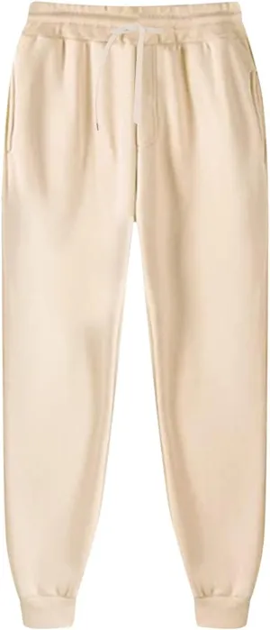 Men's Sweatpants Drawstring Pocket Warm Up Tapered Elastic Cuff Athletic Solid Running Pant Workout Comfortable Loose Pants