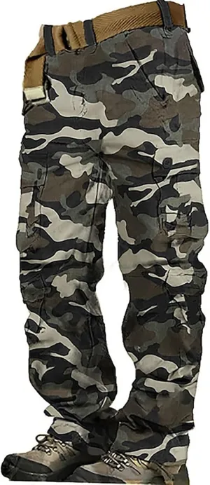 Mens Tactiacl Hiking Work Pants Straight Leg Lightweight Athletic Fit Cargo Trousers Outdoor Pants with Multi Pockets
