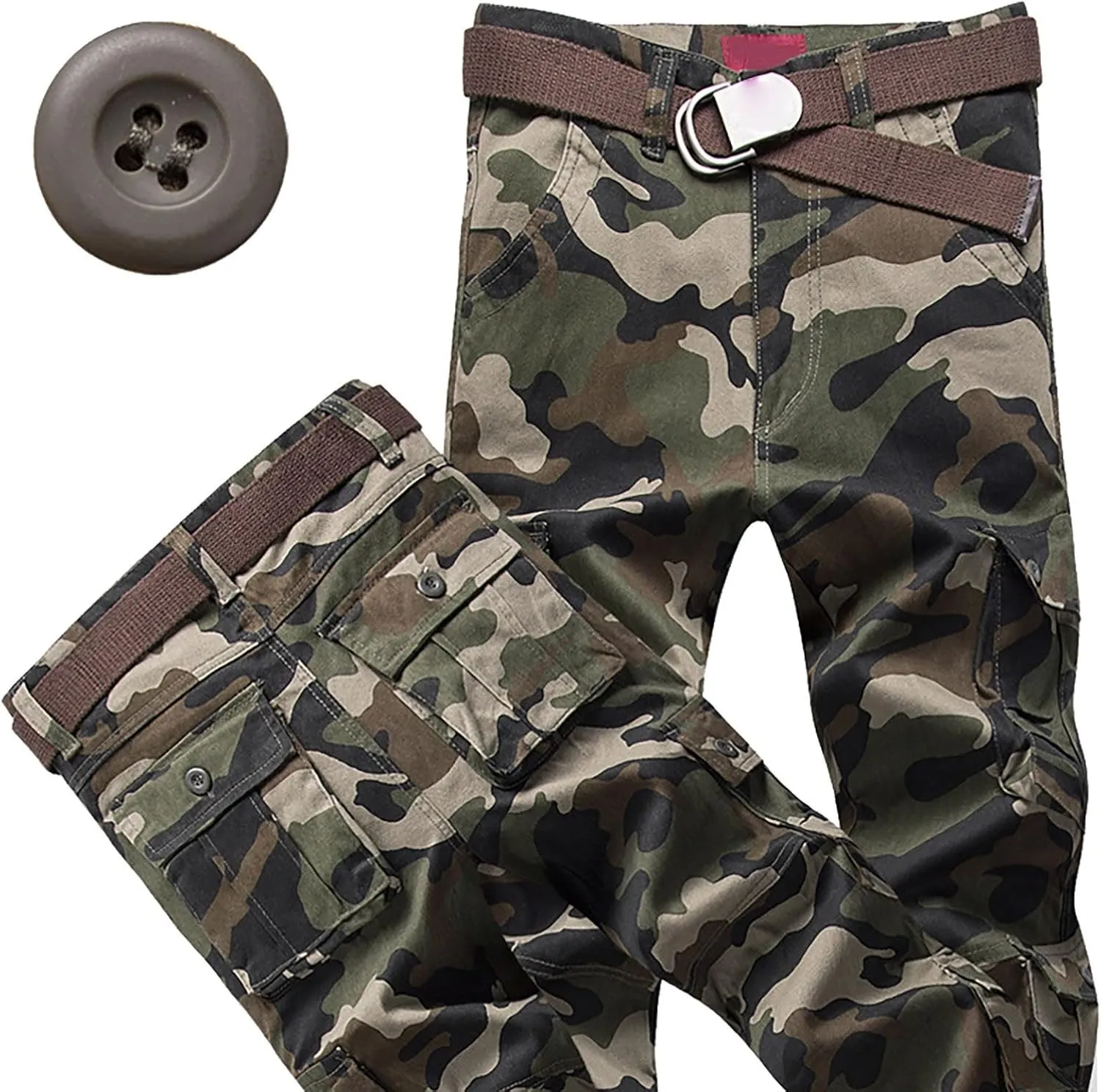 Mens Tactiacl Hiking Work Pants Straight Leg Lightweight Athletic Fit Cargo Trousers Outdoor Pants with Multi Pockets