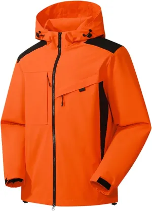 Men's Tactical Jacket Waterproof Softshell Fleece Lined Hooded Coats Outdoor Hiking Windbreaker