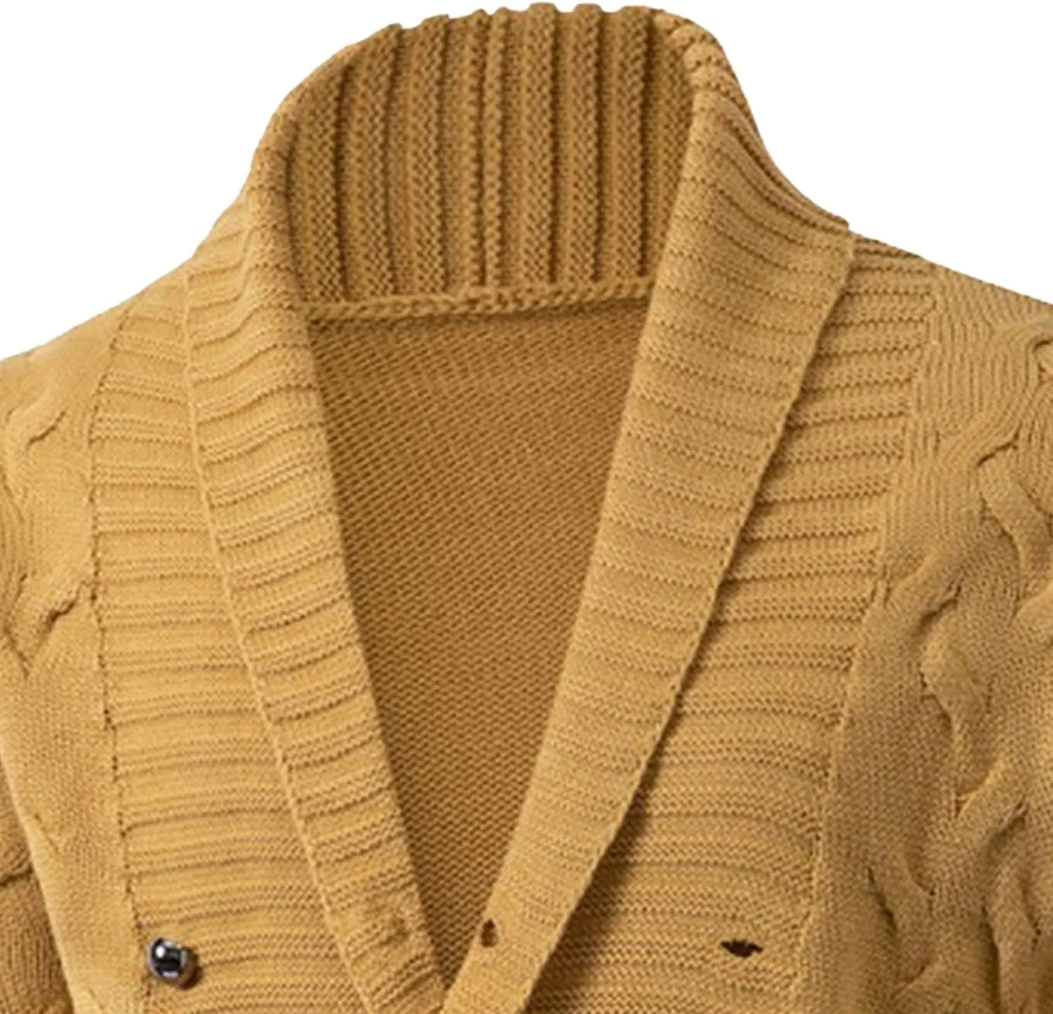 Men's V Collar Cable Knit Cardigan Sweater Button Down Loose Fit Sweater Casual Warm Cardigans