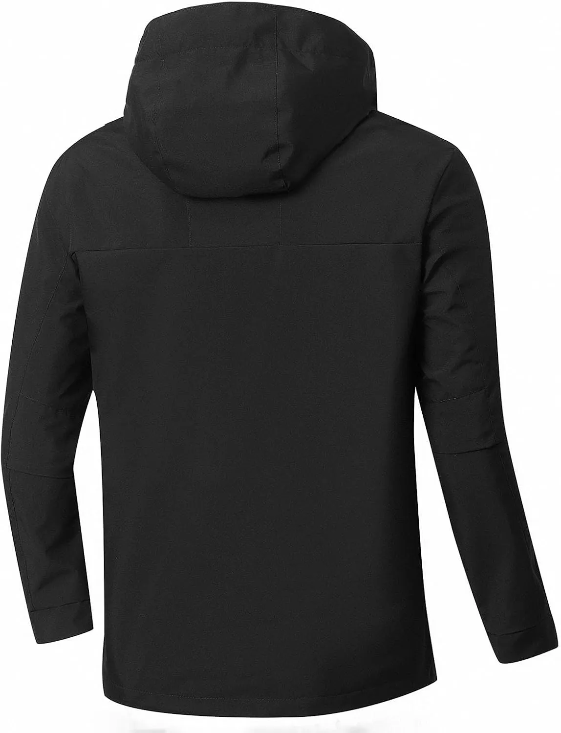 Mens Waterproof Rain Jacket with Removable Hood Fashion Color Block Rain Coat Outdoor Windbreaker with Pockets