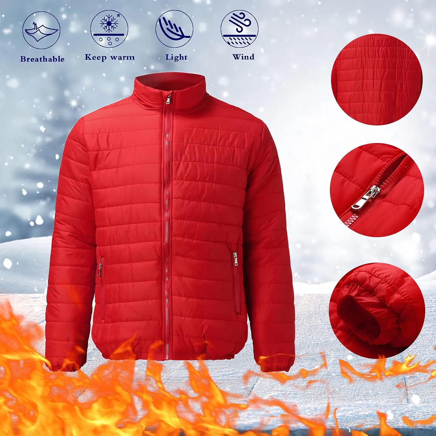Mens Winter Down Puffer Jacket Packable Lightweight Down Jacket Windproof Outerwear Men Quilted Jackets Coat 2023