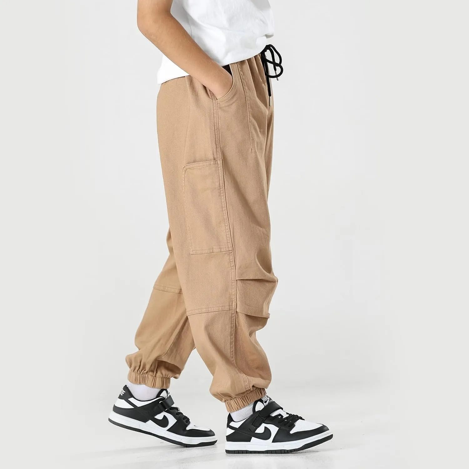 MINI PANDA Boys' Jogger Pants, Kids' Stretch Twill Casual Cargo Pants