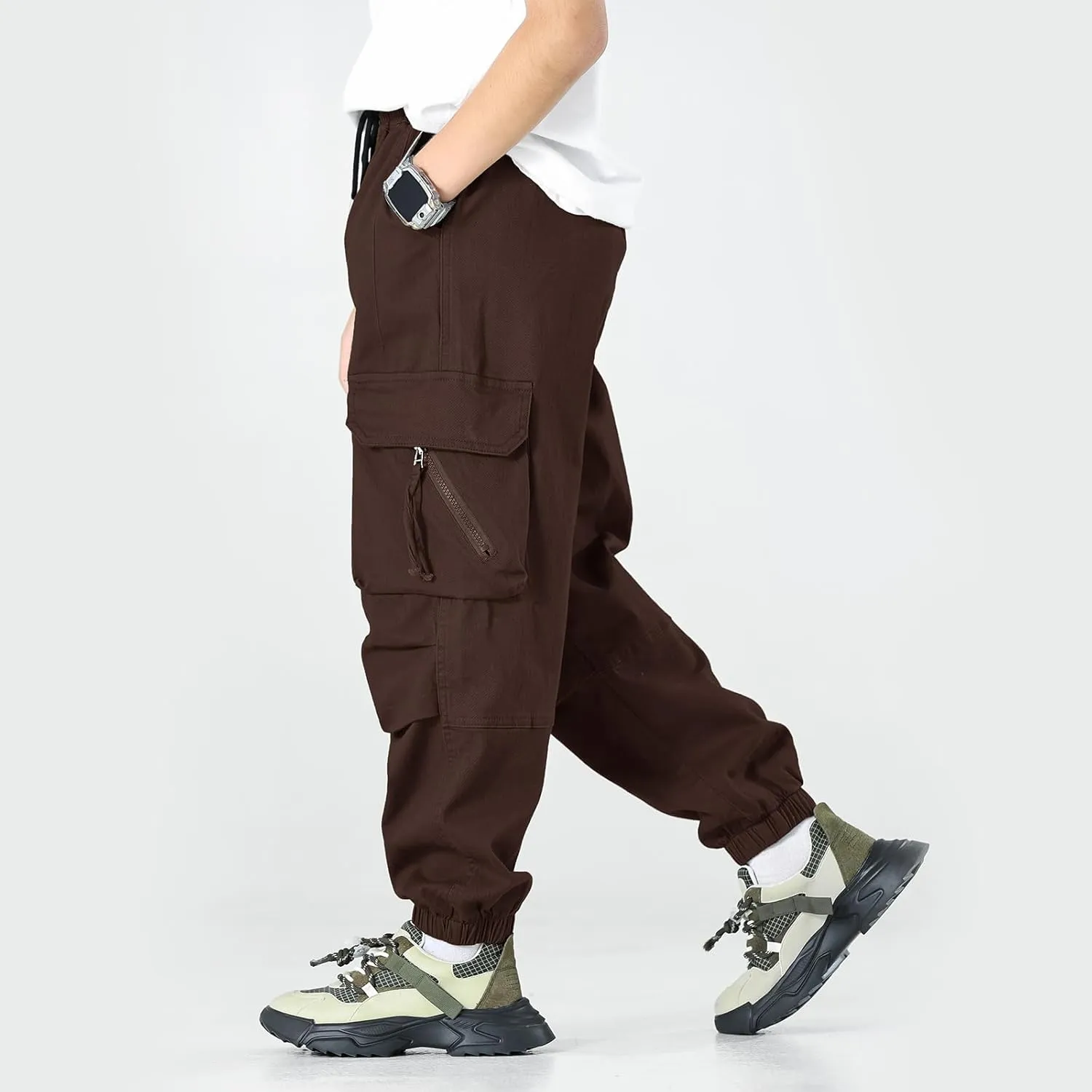 MINI PANDA Boys' Jogger Pants, Kids' Stretch Twill Casual Cargo Pants