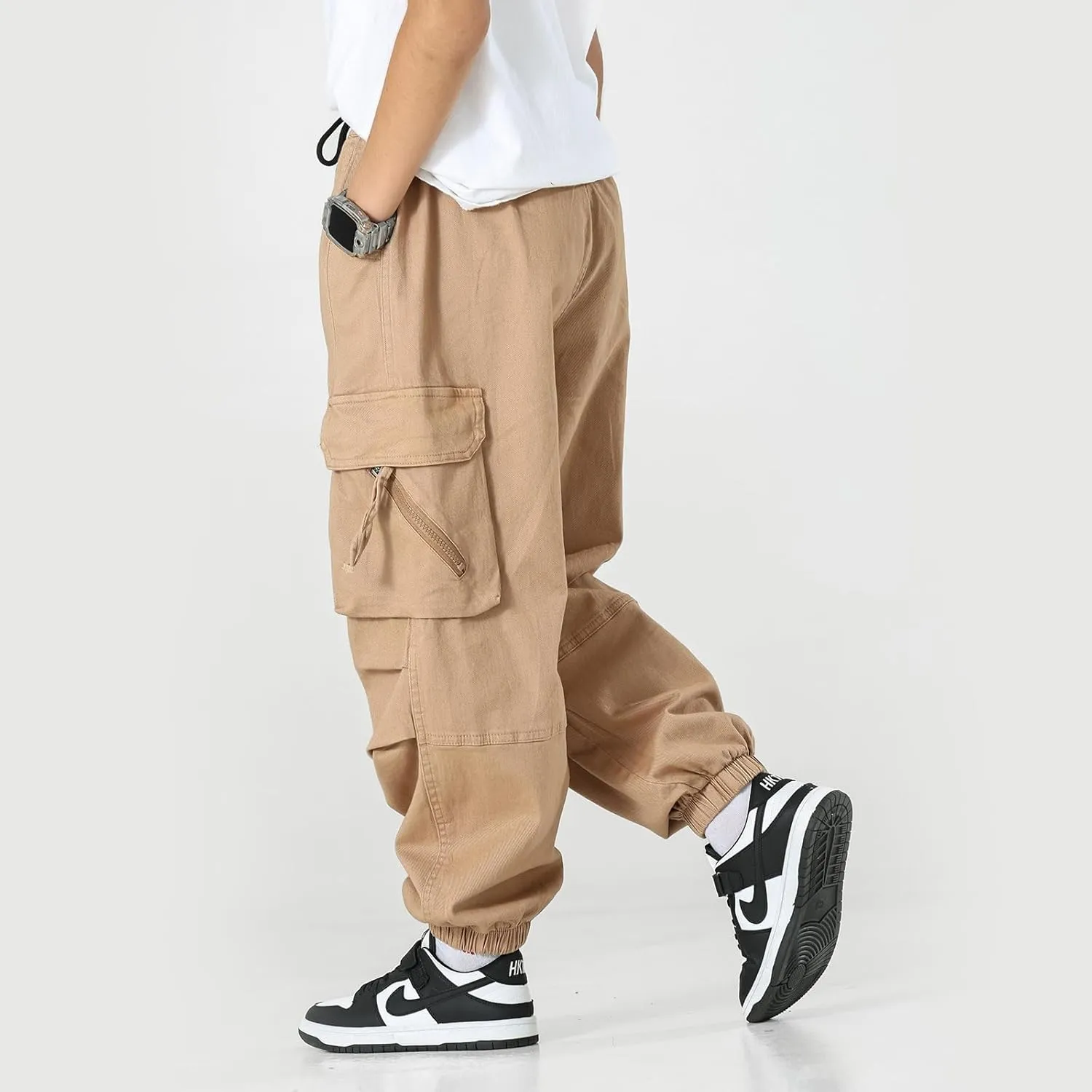 MINI PANDA Boys' Jogger Pants, Kids' Stretch Twill Casual Cargo Pants