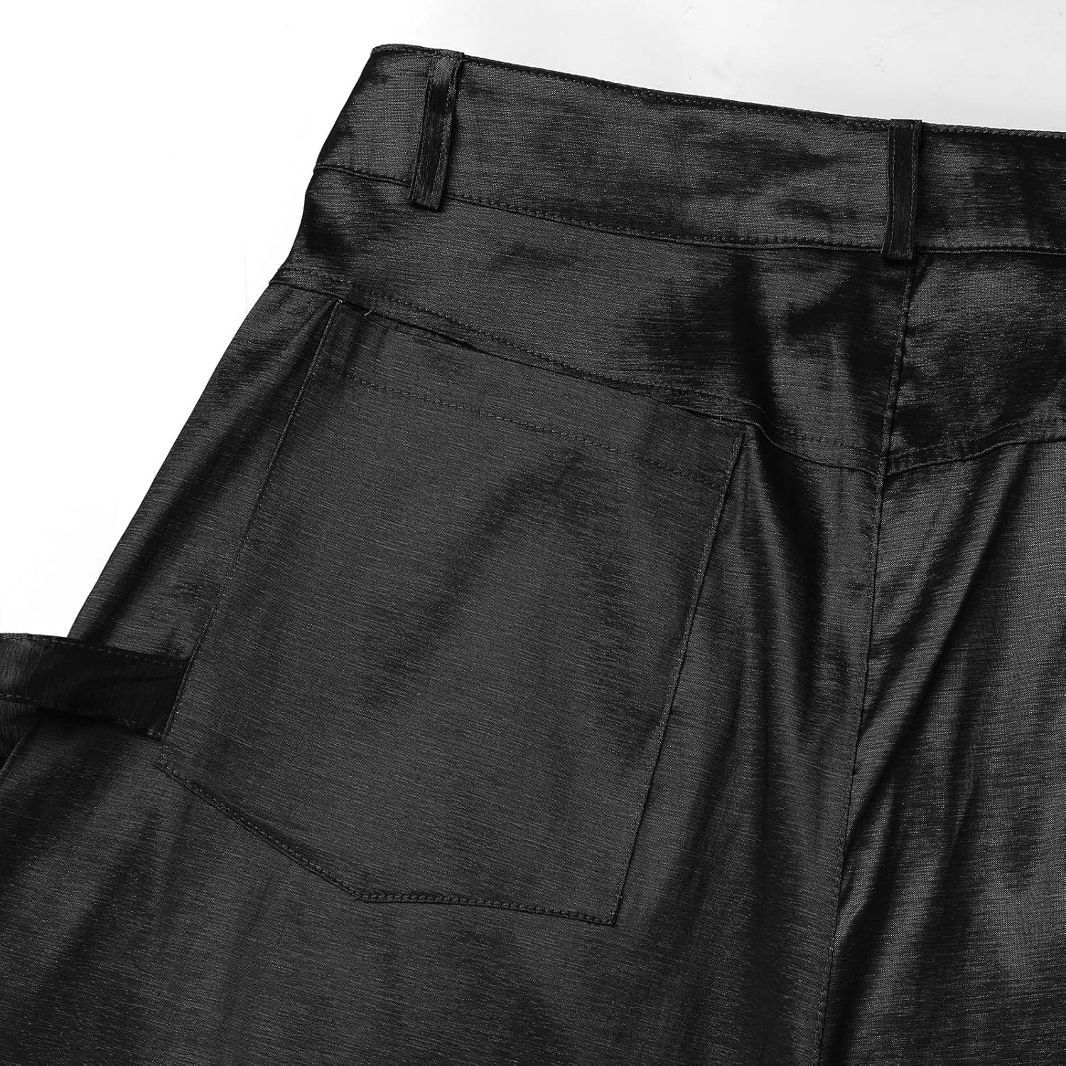 ODIZLI Women's High Rise Wide Leg Satin Cargo Pants Flowy Trousers with Pockets Palazzo Pants Y2K Hip Hop Pants