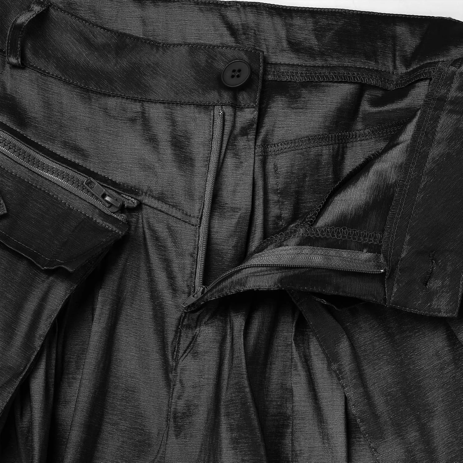 ODIZLI Women's High Rise Wide Leg Satin Cargo Pants Flowy Trousers with Pockets Palazzo Pants Y2K Hip Hop Pants