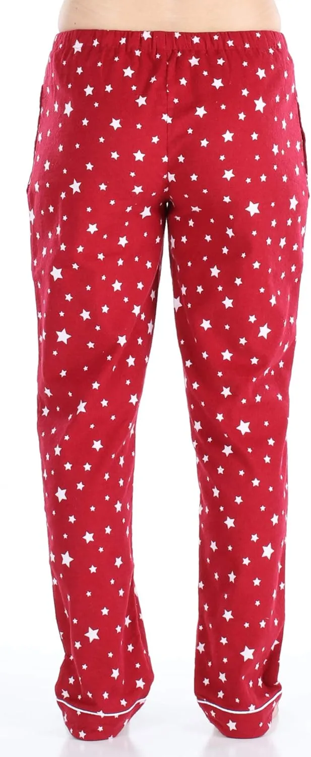 PajamaMania Women's Cotton Flannel Pajama PJ Pants with Pockets