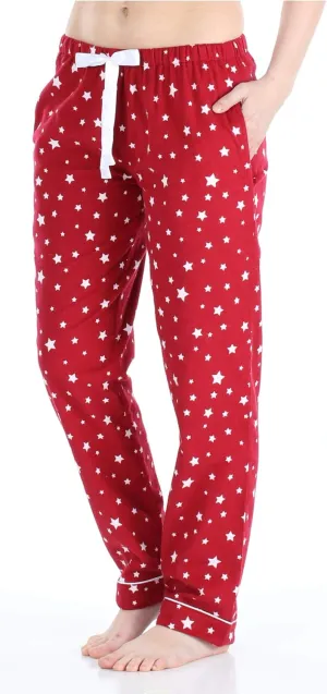 PajamaMania Women's Cotton Flannel Pajama PJ Pants with Pockets