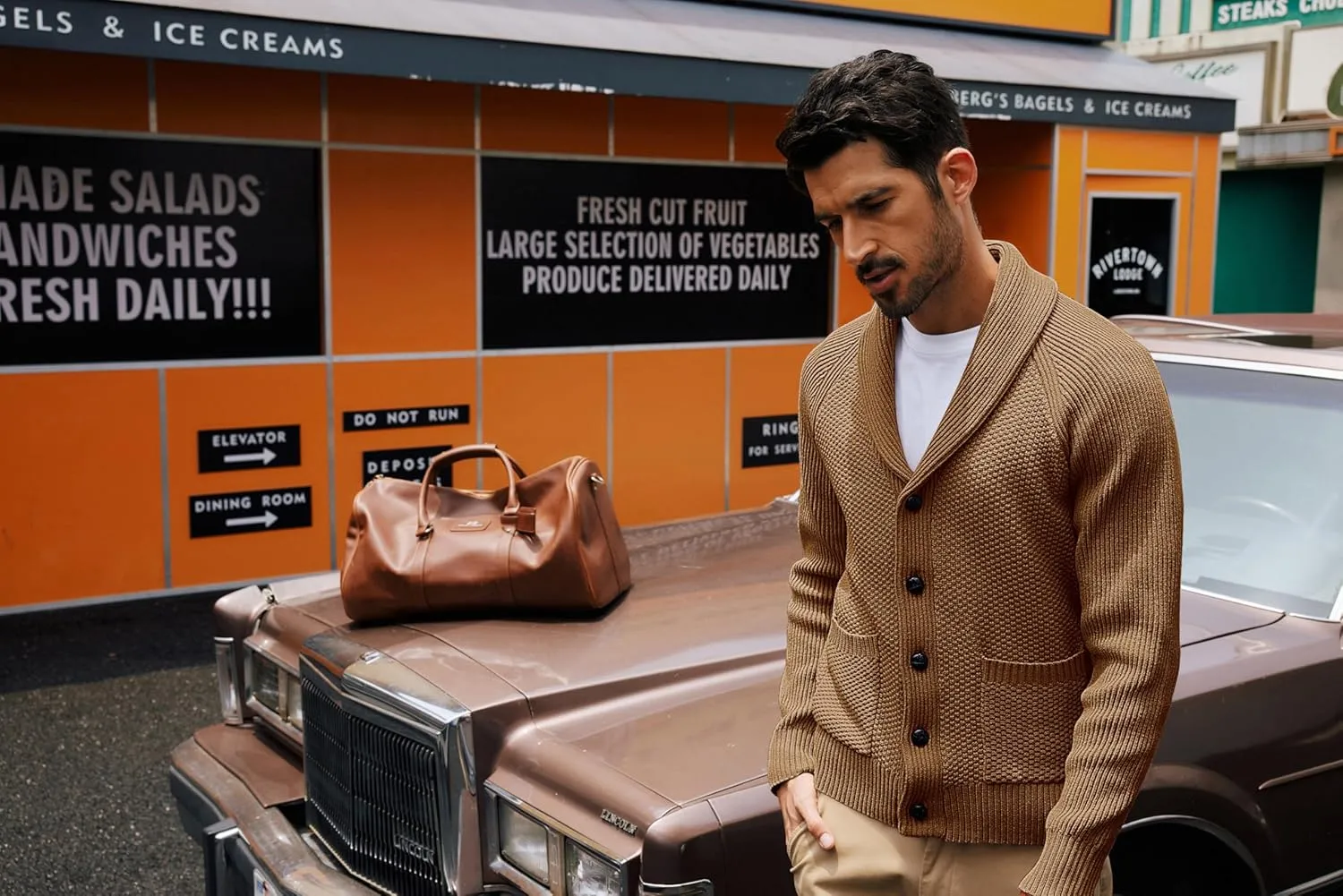 PJ PAUL JONES Mens Shawl Collar Cardigan Sweaters Knit Textured Sweater Button Down Cardigans