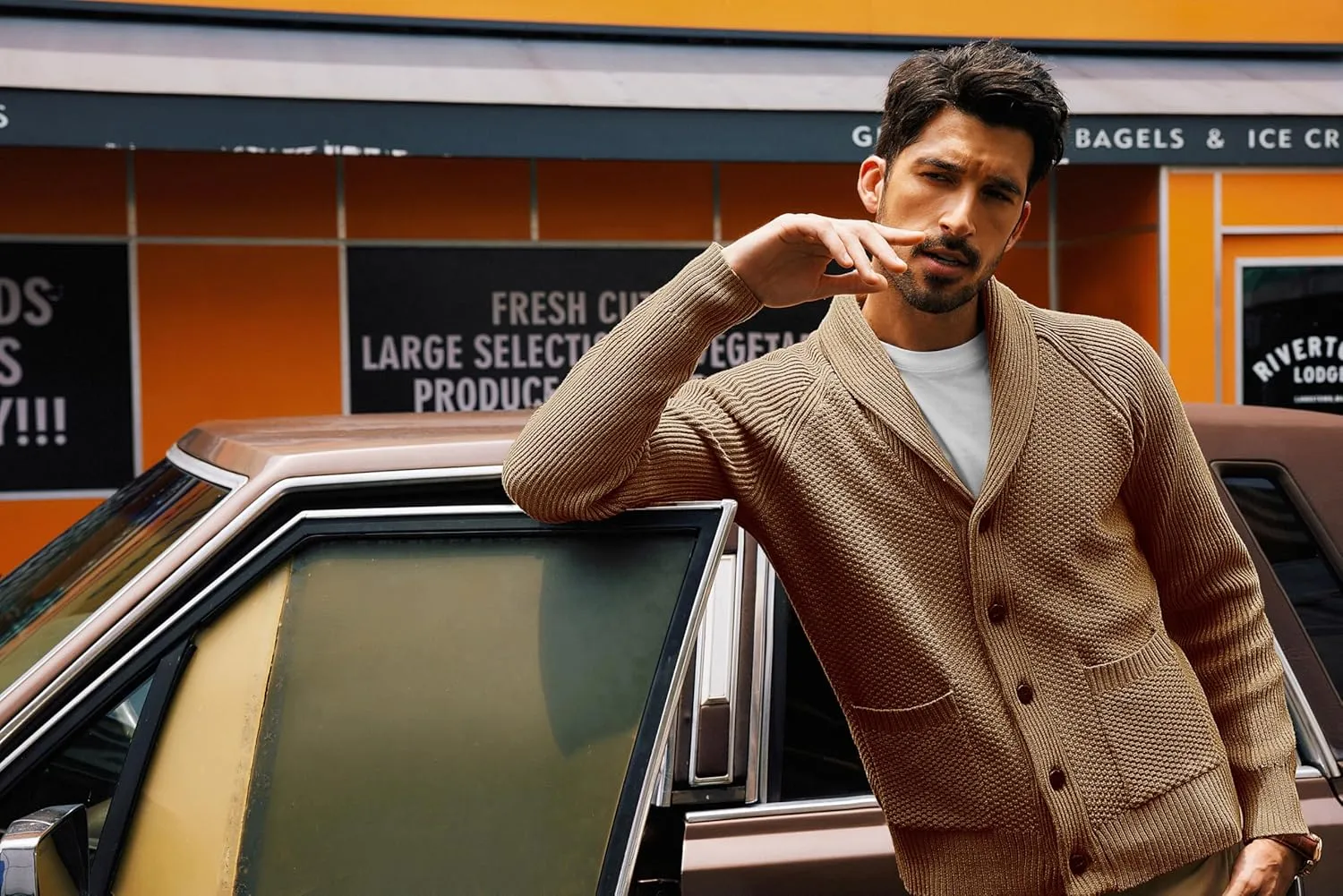 PJ PAUL JONES Mens Shawl Collar Cardigan Sweaters Knit Textured Sweater Button Down Cardigans