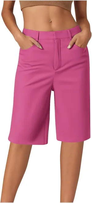 Plus Size Bermuda Shorts for Women Knee Length Shorts Women Dressy Casual Loose Work Shorts Golf Shorts with Pockets