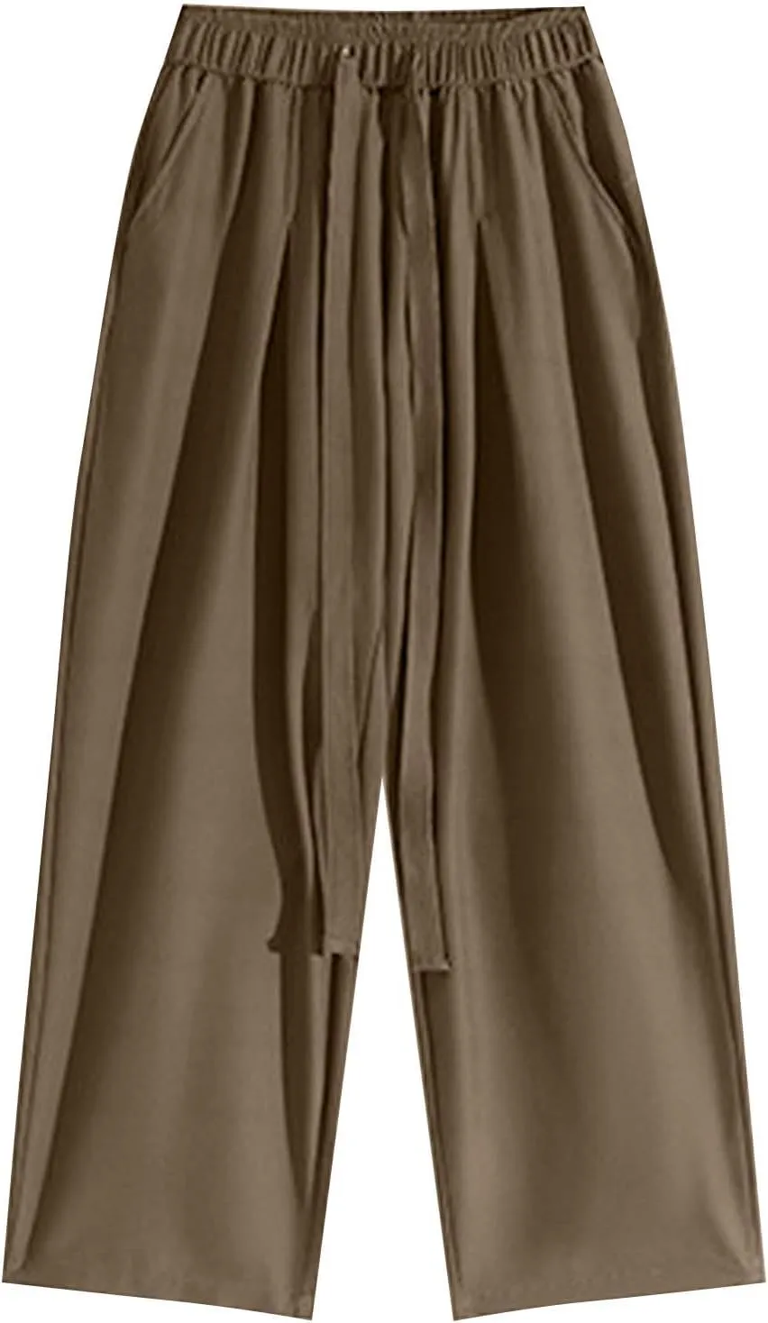 Plus Size Pants for Men Elastic Waist Drawstring Straight Leg Lounge Pant Casual Solid Loose Trousers with Pockets