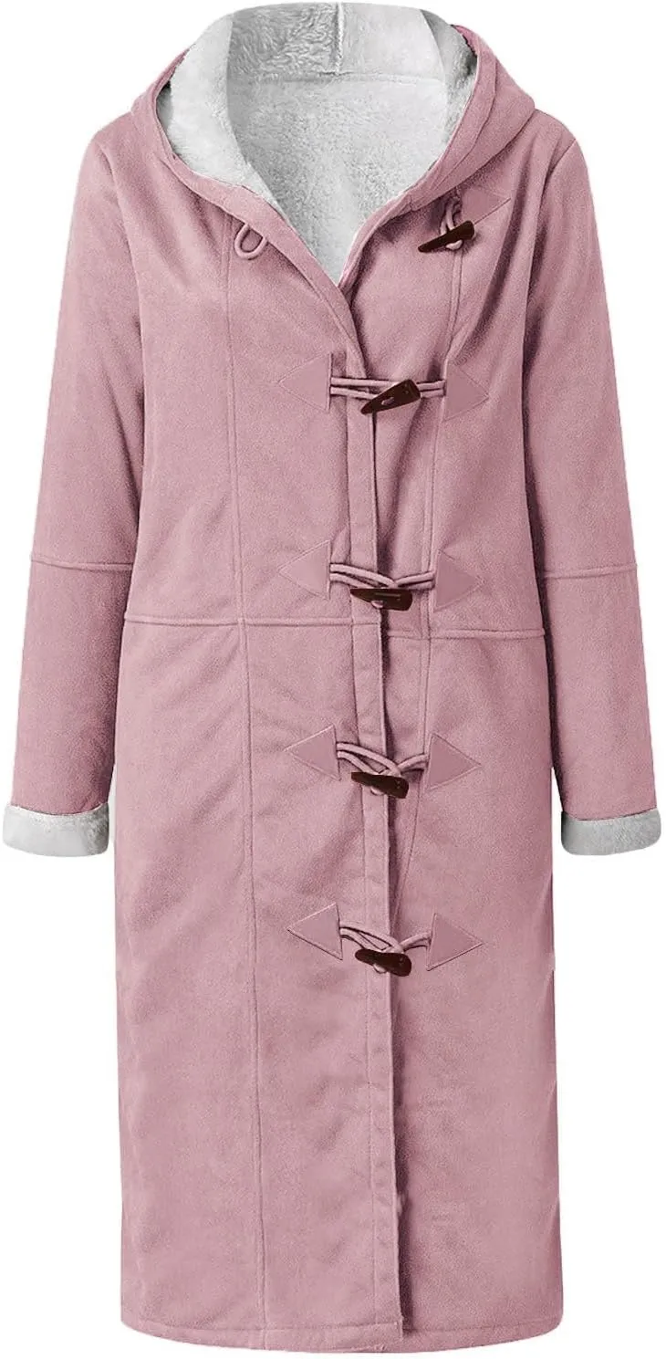 Plus Size Winter Coats for Women 2024 Trendy Warm Sherpa Fleece Lined Jackets Suede Hooded Parka Peacoats Outerwear