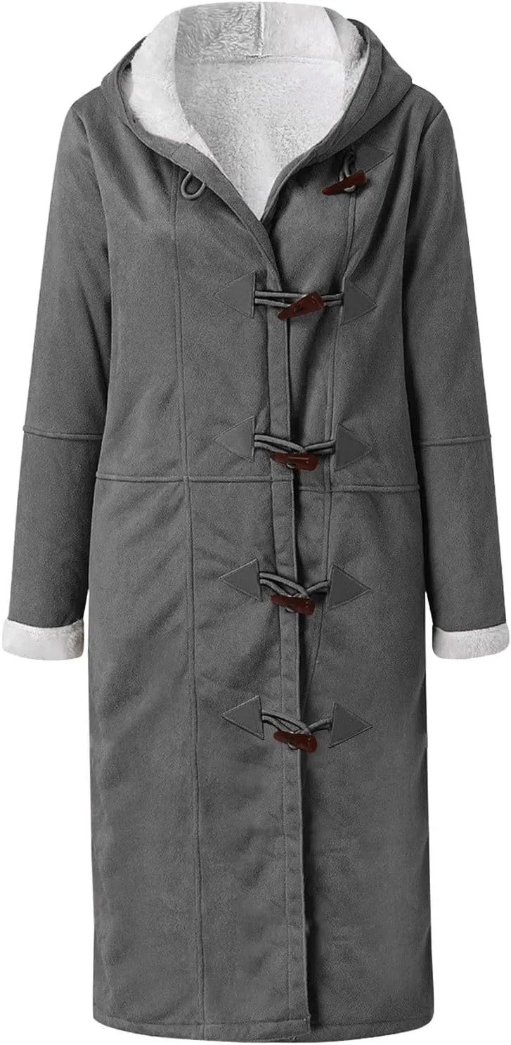 Plus Size Winter Coats for Women 2024 Trendy Warm Sherpa Fleece Lined Jackets Suede Hooded Parka Peacoats Outerwear