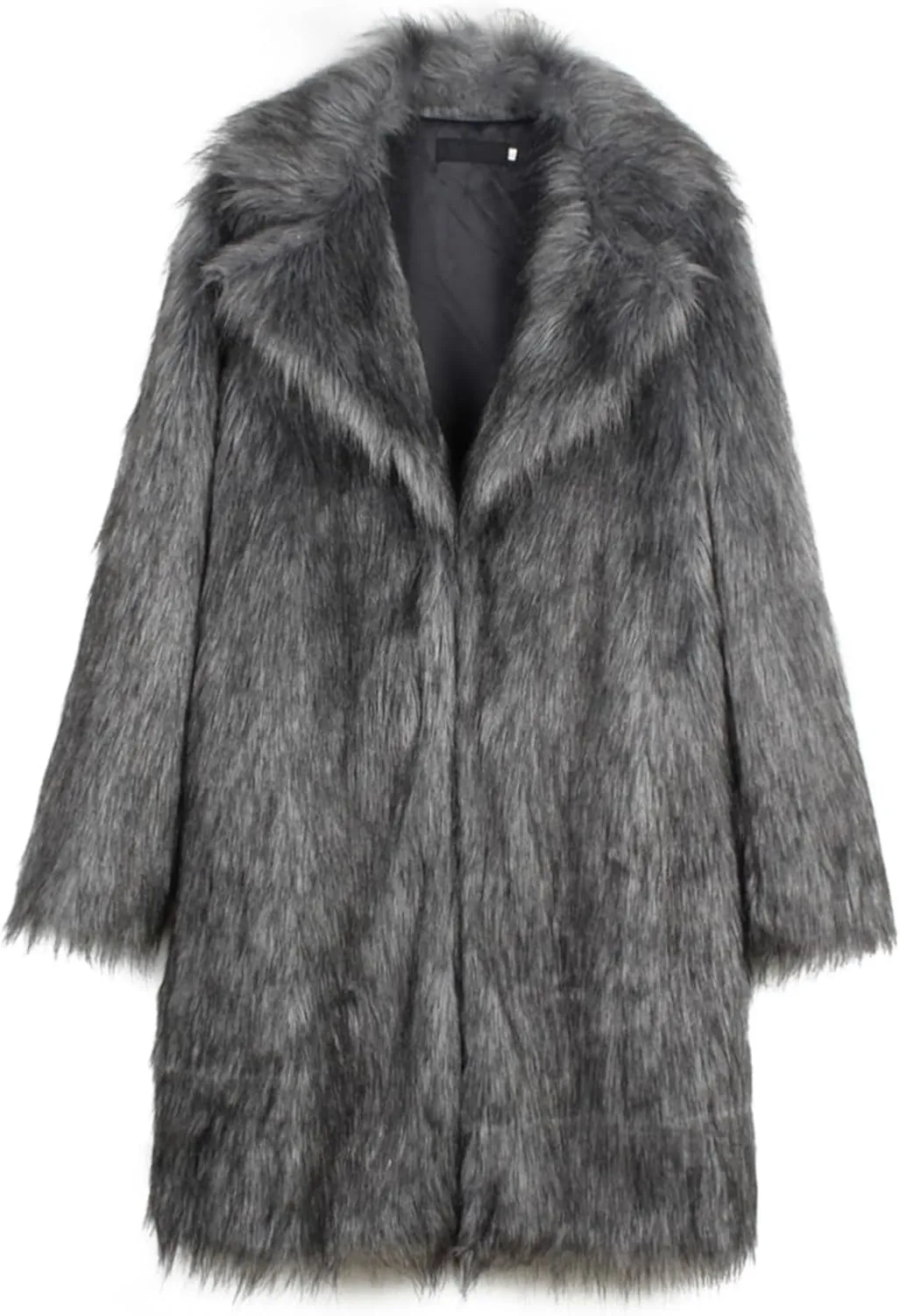 QWENTMTNTY Men Fluffy Long Faux Fur Coat Fashion Heavyweight Warm Winter Coats Thicken Faux Shearling Cardigan Overcoat