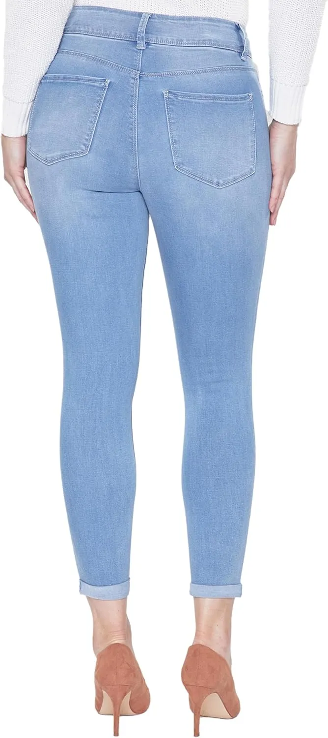 Royalty For Me Womens Women's Tummy Control 2 Button Rolled Cuff Jean
