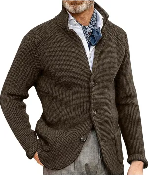RTRDE Mens Cardigan Sweater Jackets Long Sleeve Shawl Collar Buttons Down Cable Knit Cardigan Sweater Casual, S-3XL