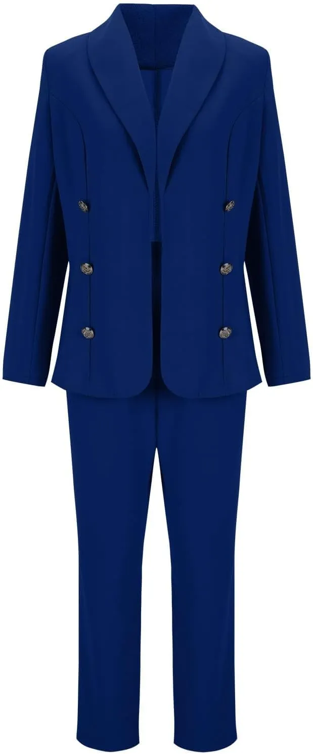 SACFOF Womens 2 Piece Blazer Set Long Sleeve Blazer and Pencil Pants Work Office Suit Set Business Casual Outfits