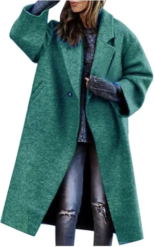 SACFOF Women's Wool Blend Coat Oversized Double Breasted Long Trench Overcoat Winter Outerwear for Women