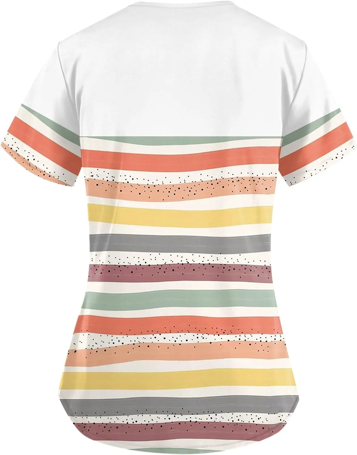 Scrubs for Women V Neck Short Sleeve Scrubs Tops Cute Printed Blouses Classic Fit Working T-Shirts with Pocket