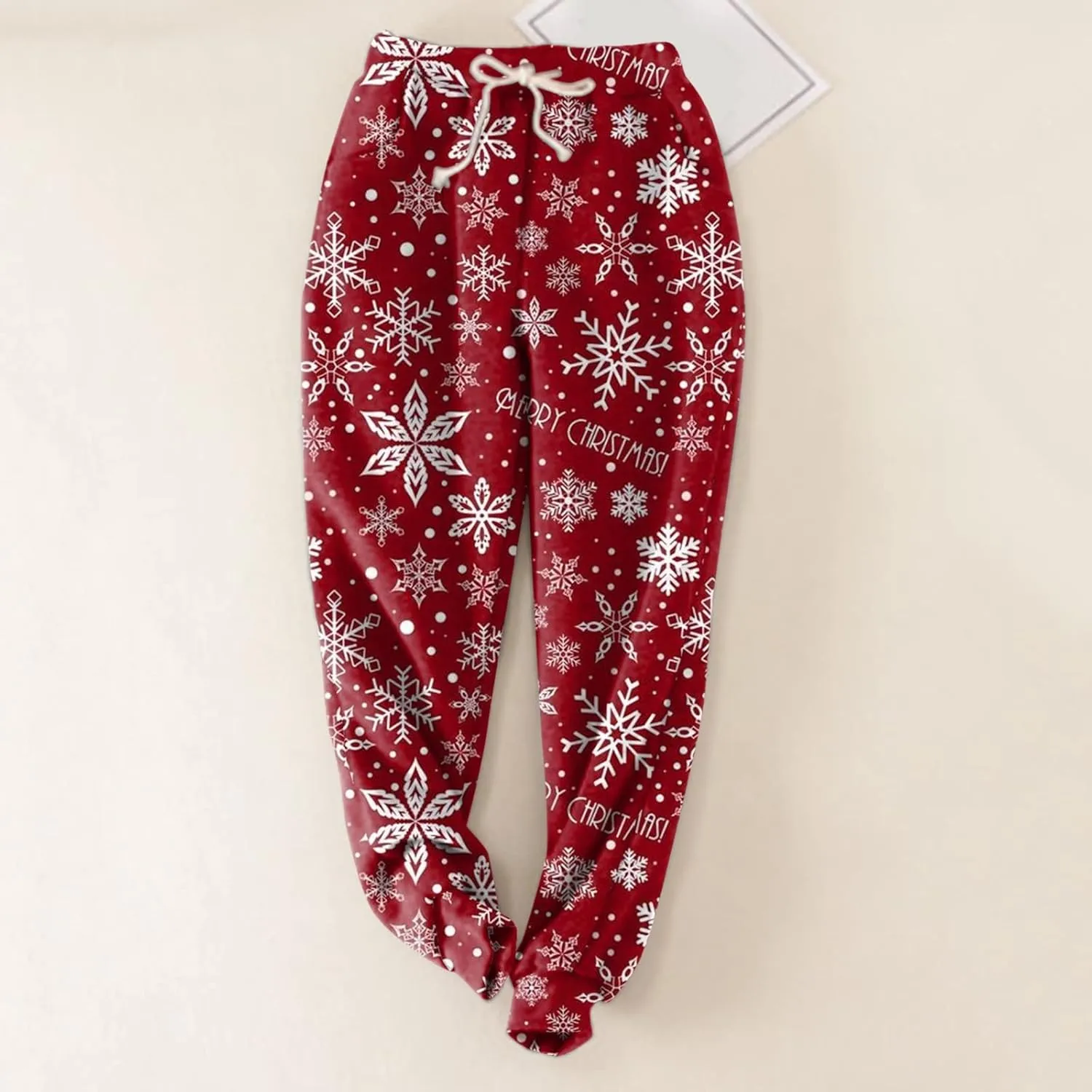 sdbrld Christmas Sweatpants Womens Winter Sherpa Fleece Lined Sweatpants Xmas Printed Drawstring Active Lounge Joggers Pants