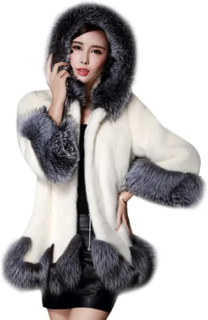 SHOPESSA Womens Winter Fashion Outerwear Faux Fur Plush Leopard Long Mink Coat Fuzzy Sherpa Jacket Wool Fleece Trench Coat