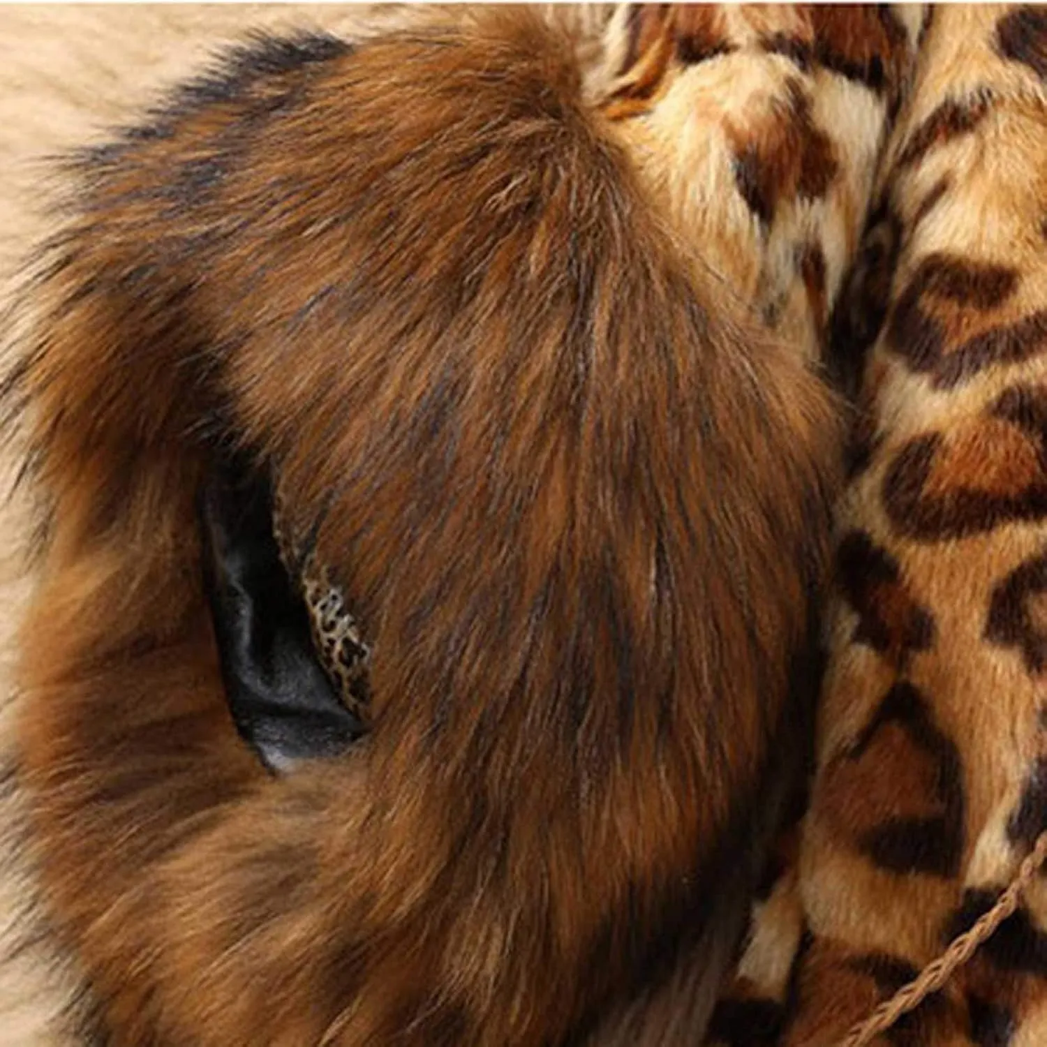 SHOPESSA Womens Winter Fashion Outerwear Faux Fur Plush Leopard Long Mink Coat Fuzzy Sherpa Jacket Wool Fleece Trench Coat