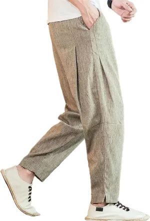 Spring Summer Chinese Style Cotton Linen Pants Men’S Loose Casual Simple Daily Straight Trousers Men