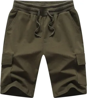 STICKON Mens Shorts Casual Classic Fit Drawstring Summer Beach Shorts with Zipper Pockets