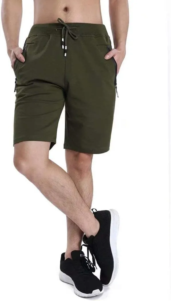 STICKON Mens Shorts Casual Classic Fit Drawstring Summer Beach Shorts with Zipper Pockets