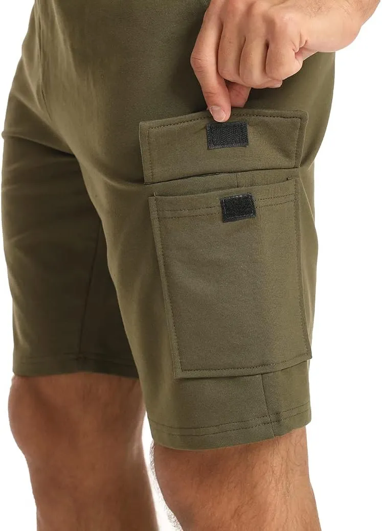 STICKON Mens Shorts Casual Classic Fit Drawstring Summer Beach Shorts with Zipper Pockets