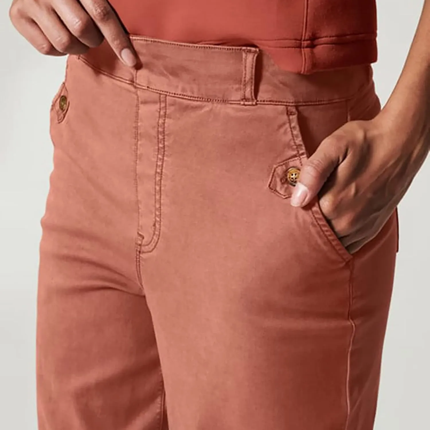Stretch Twill Cropped Wide Leg Pant, High Waist Casual Wide Leg Pants Tummy Control with Pockets for Women