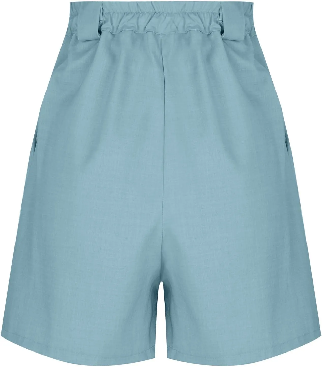 Summer Shorts for Women Bermuda Shorts Casual Elastic High Waisted Wide Leg Shorts Knee Length Shorts with Pockets