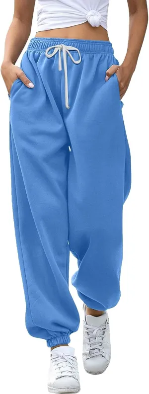 Sweatpants Women Cinch Bottom Baggy High Waisted Sweat Pants Casual Joggers Y2k Aesthetic Warm Trousers with Pockets