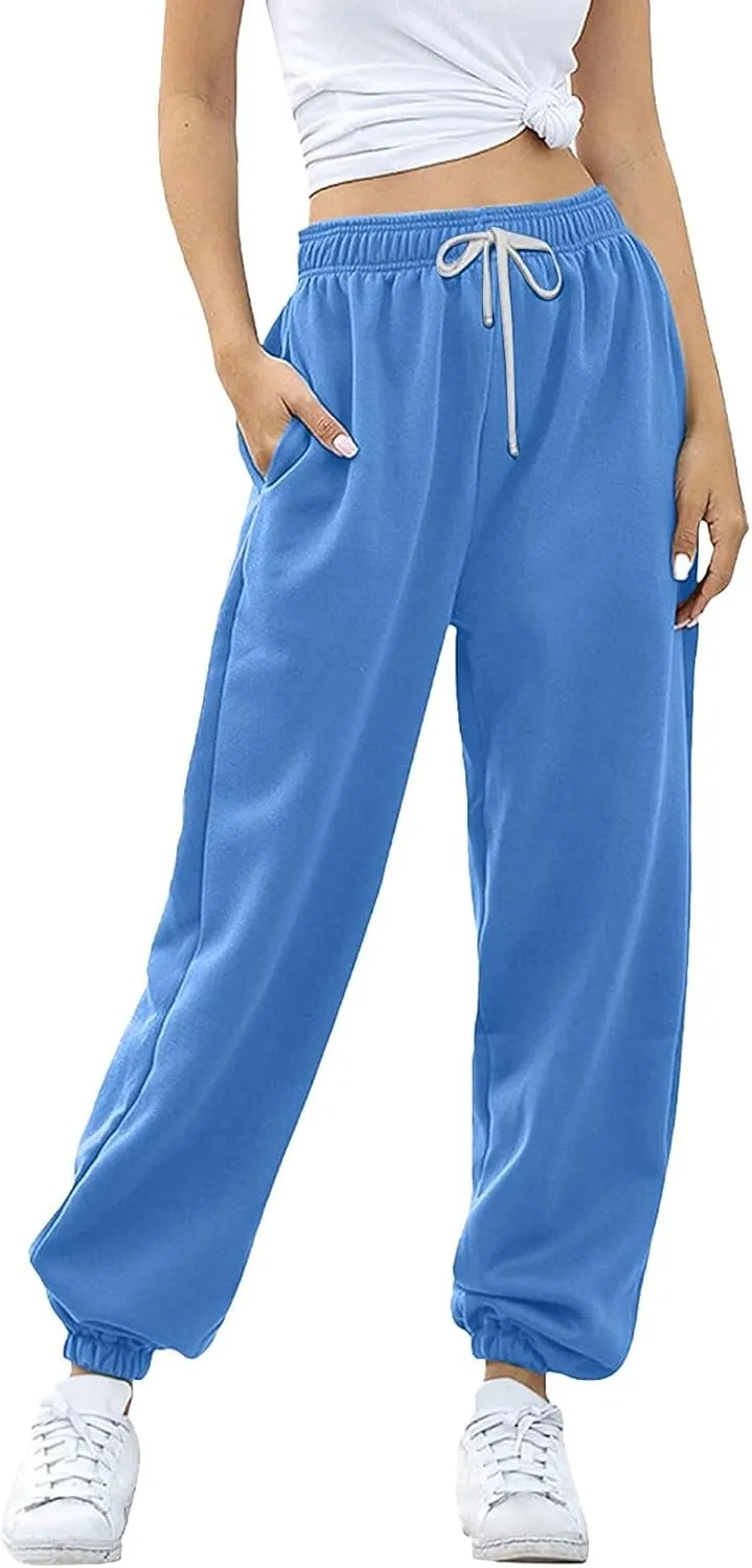 Sweatpants Women Cinch Bottom Baggy High Waisted Sweat Pants Casual Joggers Y2k Aesthetic Warm Trousers with Pockets