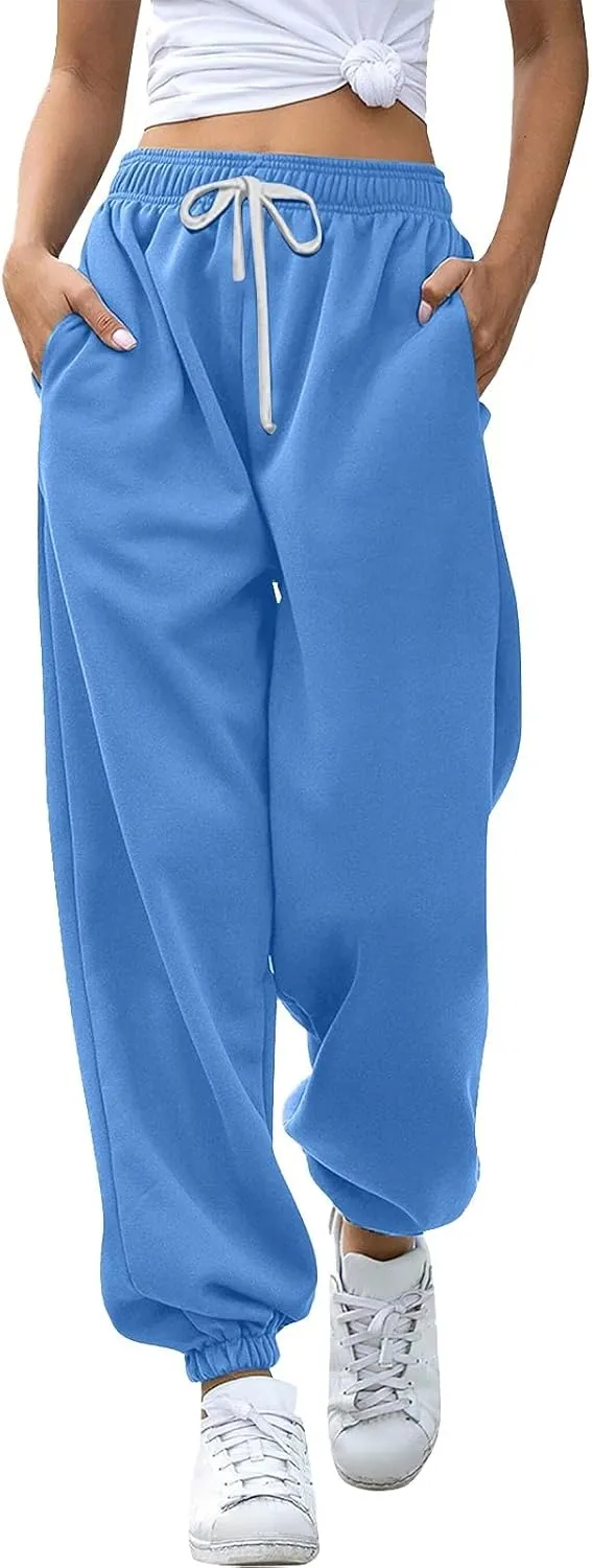 Sweatpants Women Cinch Bottom Baggy High Waisted Sweat Pants Casual Joggers Y2k Aesthetic Warm Trousers with Pockets